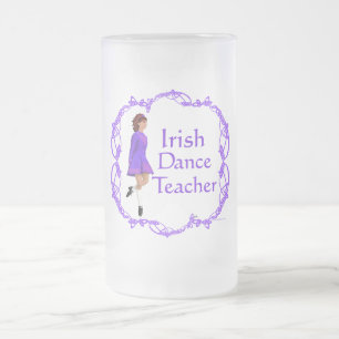 Taza De Cristal Esmerilado Profesor de Danza Irlandesa - Morado