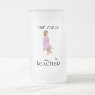 Taza De Cristal Esmerilado Profesor de Danza Irlandesa - Zapato Blando Rosa