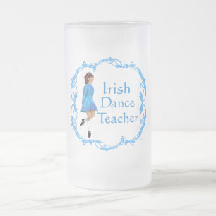 Taza De Cristal Esmerilado Profesora de Danza Irlandesa - Azul