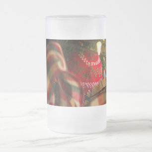 Taza De Cristal Esmerilado Profundidad De Un Árbol De Navidad Cerveza De Vidr