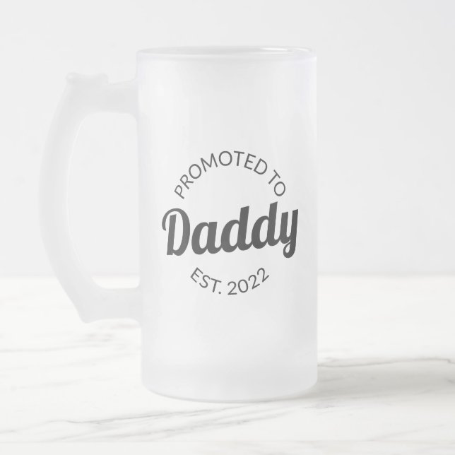 Taza De Cristal Esmerilado Promovido A Daddy Est. I 2022 (Izquierda)