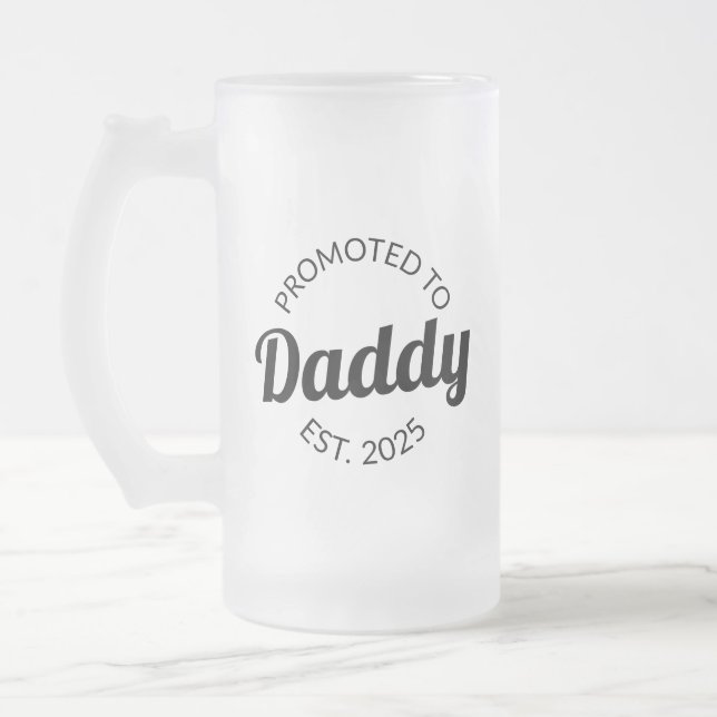 Taza De Cristal Esmerilado Promovido A Daddy Est. I 2025 (Izquierda)