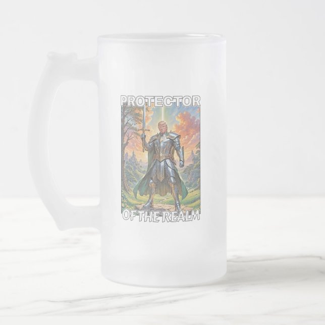 Taza De Cristal Esmerilado Protector del Reino - Presidente Trump (Izquierda)