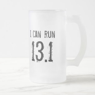 Taza De Cristal Esmerilado Puedo correr 13,1 - los zurdos