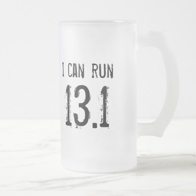 Taza De Cristal Esmerilado Puedo correr 13,1 - los zurdos (Derecha)