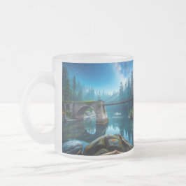 Taza De Cristal Esmerilado Puente de los puentes de la brecha y mariposa de l