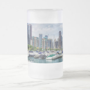 Taza De Cristal Esmerilado Puerto de Chicago
