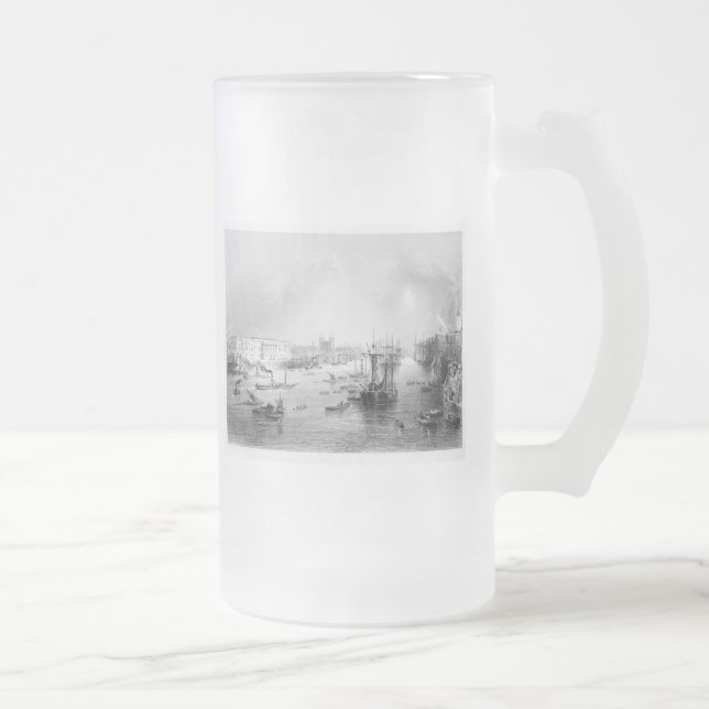 Taza De Cristal Esmerilado Puerto de Londres 1840 (Derecha)