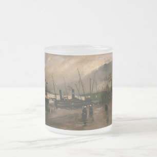 Taza De Cristal Esmerilado Puerto de pescadores de Ámsterdam tormenta de Vinc