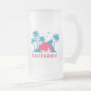 Taza De Cristal Esmerilado Puesta de sol en la playa de California 