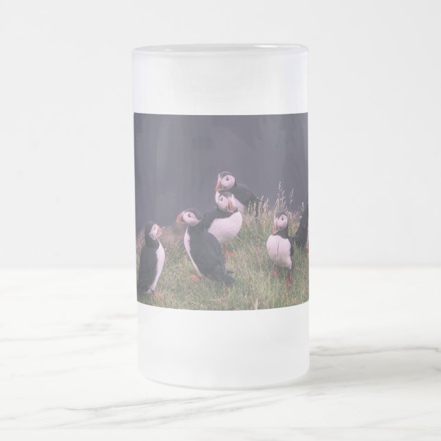 Taza De Cristal Esmerilado Puffins atlánticos (Centro)