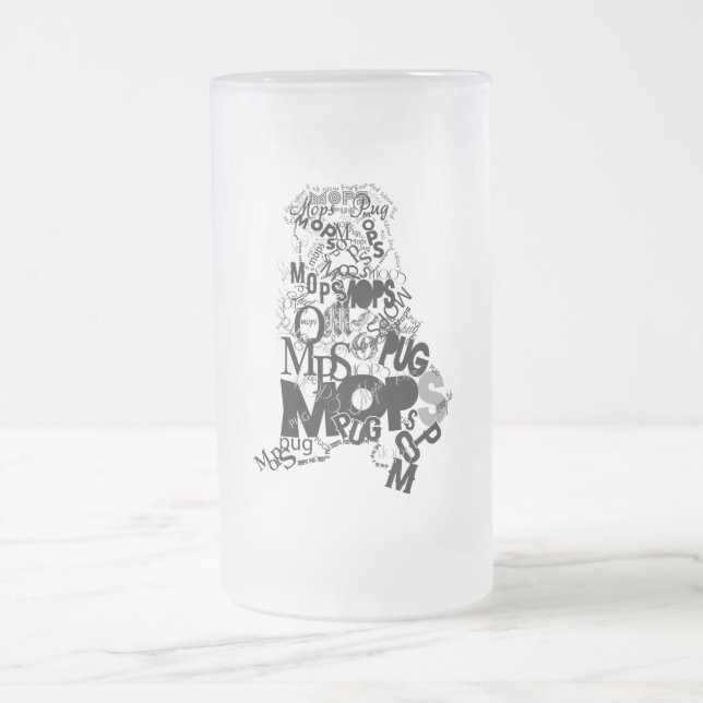 Taza De Cristal Esmerilado Pug (Centro)