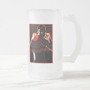 Taza De Cristal Esmerilado puños de fuego.