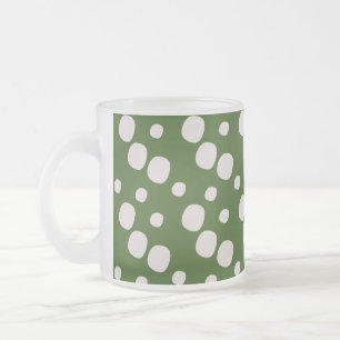 Taza De Cristal Esmerilado Puntos rosados en verde frondoso