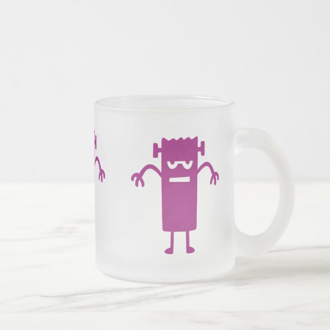 Taza De Cristal Esmerilado Purple Frankenstein Halloween Clip Art Coffee Mug (Derecha)
