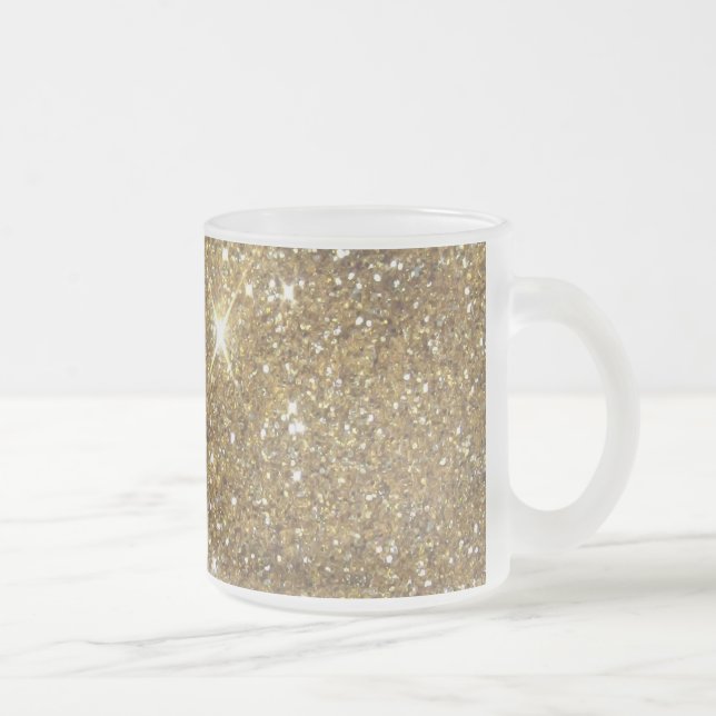 Taza De Cristal Esmerilado Purpurina de lujo del oro - imagen impresa (Derecha)
