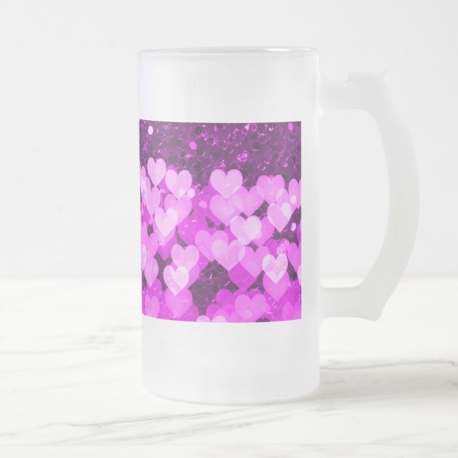 Taza De Cristal Esmerilado Purpurina falso de Purple Hearts (Derecha)