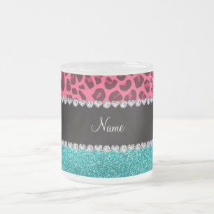 Taza De Cristal Esmerilado Purpurina rosado conocido personalizado de la
