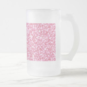 Taza De Cristal Esmerilado Purpurina rosado femenino impreso
