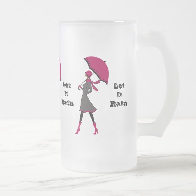 Taza De Cristal Esmerilado Que Llueva Lady Frosted 16 oz Frosted Glass Mug (Derecha)