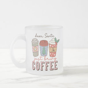 Taza De Cristal Esmerilado Querido Papá Noel, trae Navidades de café