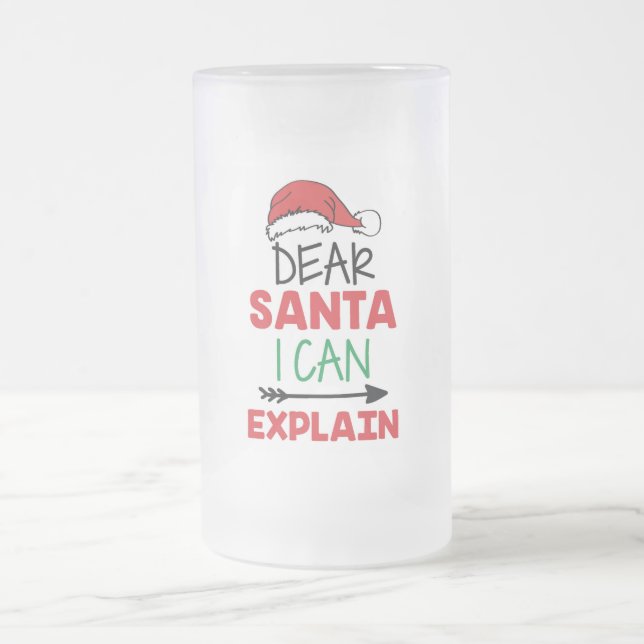 Taza De Cristal Esmerilado Querido Santa, puedo explicarlo (Centro)