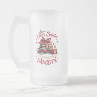 Taza De Cristal Esmerilado Querido Santa, Solo Mis Libros Fueron Traviesos