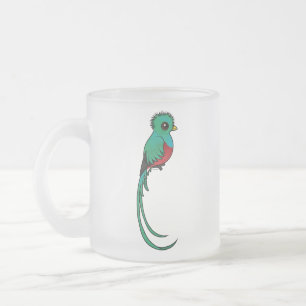 Taza De Cristal Esmerilado Quetzal resplandeciente de Birdorable