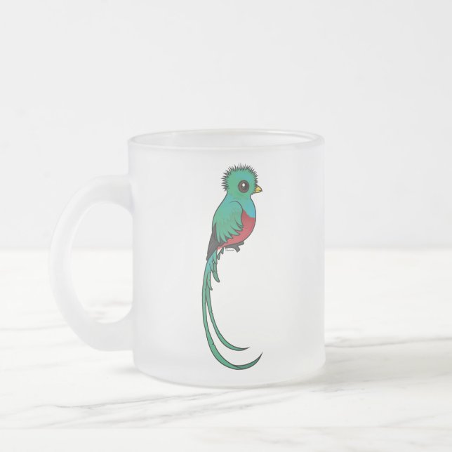 Taza De Cristal Esmerilado Quetzal resplandeciente de Birdorable (Izquierda)