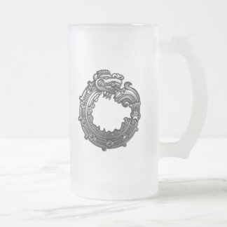 Taza De Cristal Esmerilado Quetzalcoatl plateado