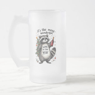Taza De Cristal Esmerilado Raccoon del Año el vino más maravilloso
