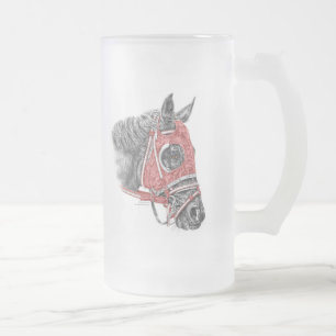 Taza De Cristal Esmerilado Race Horse Portrait Silys