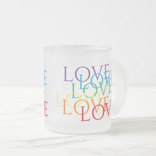 Taza De Cristal Esmerilado RAINBOW LOVE Frost Glass Mug (Anverso derecho)