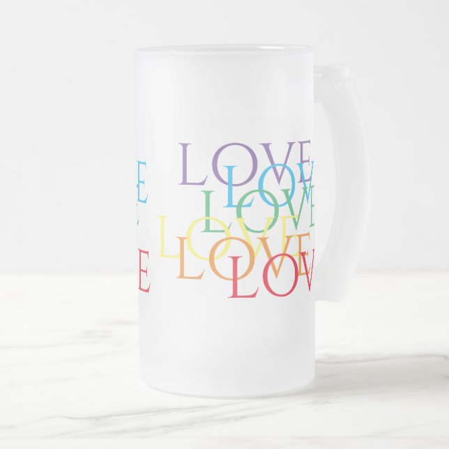 Taza De Cristal Esmerilado RAINBOW LOVE Tall Frost Glass Mug (Anverso derecho)