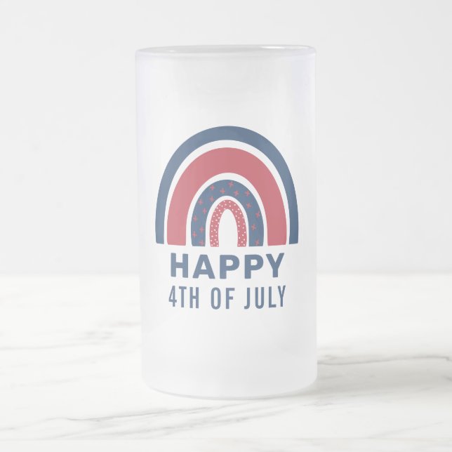 Taza De Cristal Esmerilado Rainbow USA Día De La Independencia Estadounidense (Centro)