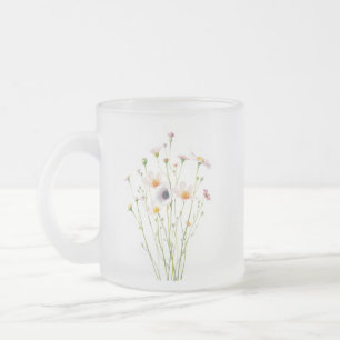 Taza De Cristal Esmerilado Ramo de acuarela de flores silvestres