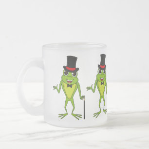 Taza De Cristal Esmerilado Rana divertida con personalizado de sombrero super