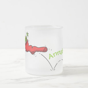 Taza De Cristal Esmerilado Rana dulce en un personalizado de salto de calcetí