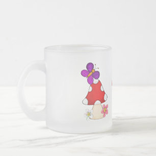 Taza De Cristal Esmerilado Rana feliz en primavera