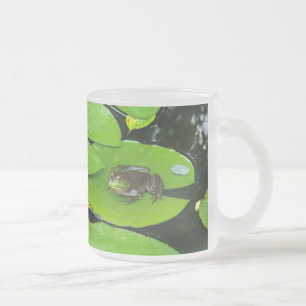Taza De Cristal Esmerilado Rana toro en Lilypads