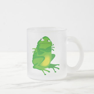 Taza De Cristal Esmerilado Rana verde gruñona