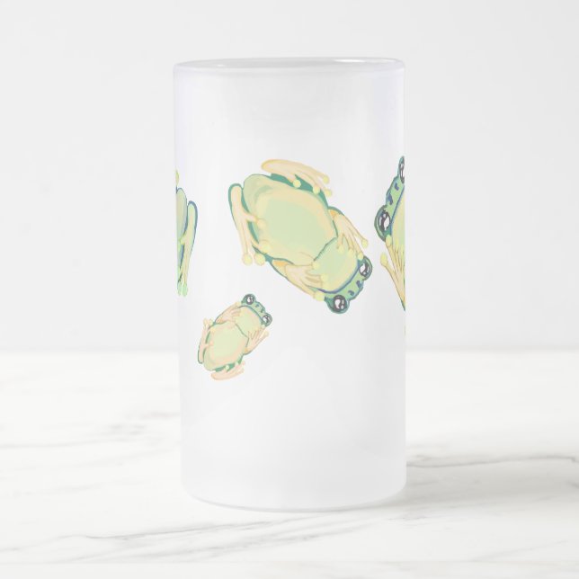 Taza De Cristal Esmerilado ranas en el vidrio (Centro)