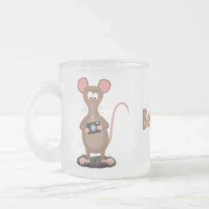 Taza De Cristal Esmerilado Rata divertida con ilustracion de personalizado de