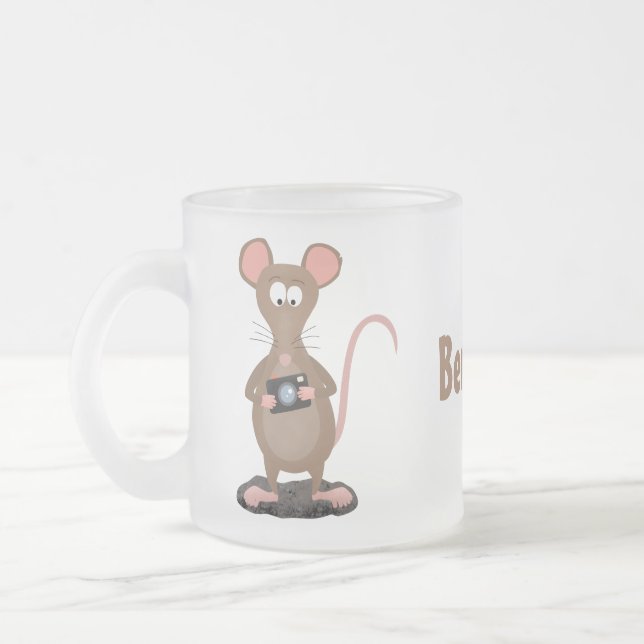 Taza De Cristal Esmerilado Rata divertida con ilustracion de personalizado de (Izquierda)