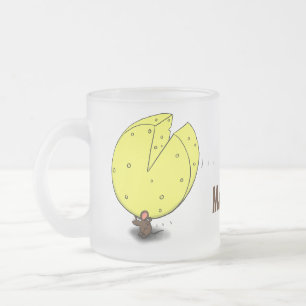 Taza De Cristal Esmerilado Ratón blanco con ilustracion personalizado de ques
