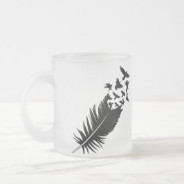 Taza De Cristal Esmerilado Raven, pluma negra