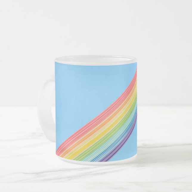 Taza De Cristal Esmerilado Rayas de arco iris diagonales (Anverso izquierdo)