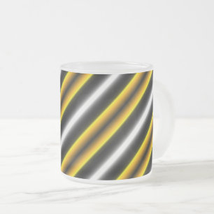 Taza De Cristal Esmerilado Rayas de arcoiris blancas amarillas