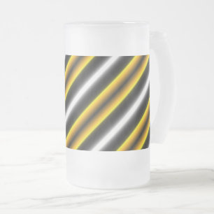 Taza De Cristal Esmerilado Rayas de arcoiris blancas amarillas