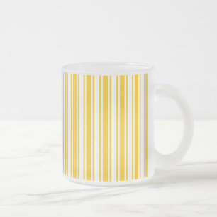 Taza De Cristal Esmerilado Rayas de caramelo amarillo y blanco